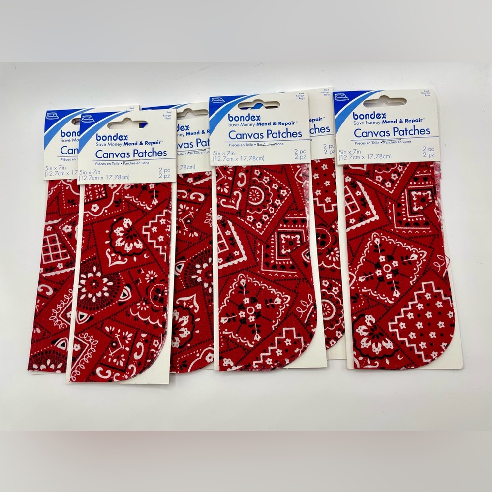 Bondex Red Bandana Iron On Canvas Patch Cotton 6 Packs Of 2 Mend Clothing Crafts